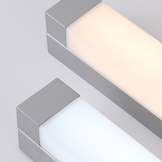 Nordic Rectangle Flush Mount Wall Sconce Acrylic Bathroom LED Vanity Light in White Clearhalo 'Modern wall lights' 'Modern' 'Vanity Lights' 'Wall Lights' Lighting' 2465188
