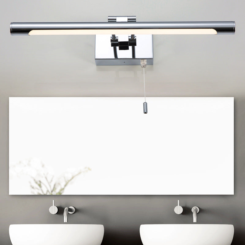 Chrome Swingable Tube Vanity Light Fixture Minimalist LED Acrylic Wall Sconce for Bath Clearhalo 'Vanity Lights' 'Wall Lights' Lighting' 2465199