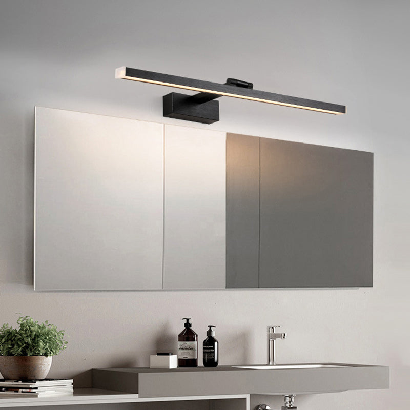 Metal Linear Vanity Mirror Light Simplicity LED Rotatable Wall Sconce Lighting for Bath Black Clearhalo 'Cast Iron' 'Glass' 'Industrial' 'Modern wall lights' 'Modern' 'Tiffany' 'Traditional wall lights' 'Vanity Lights' 'Wall Lights' Lighting' 2465207