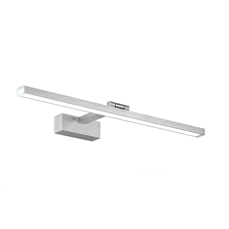 Metal Linear Vanity Mirror Light Simplicity LED Rotatable Wall Sconce Lighting for Bath Silver Clearhalo 'Cast Iron' 'Glass' 'Industrial' 'Modern wall lights' 'Modern' 'Tiffany' 'Traditional wall lights' 'Vanity Lights' 'Wall Lights' Lighting' 2465211