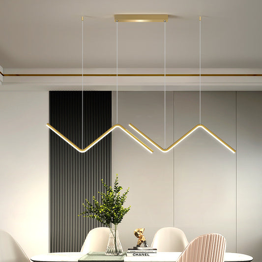 Z-Shaped Metal Island Lamp Simplicity LED Suspension Light Fixture for Restaurant Gold Clearhalo 'Ceiling Lights' 'Island Lights' Lighting' 2465233