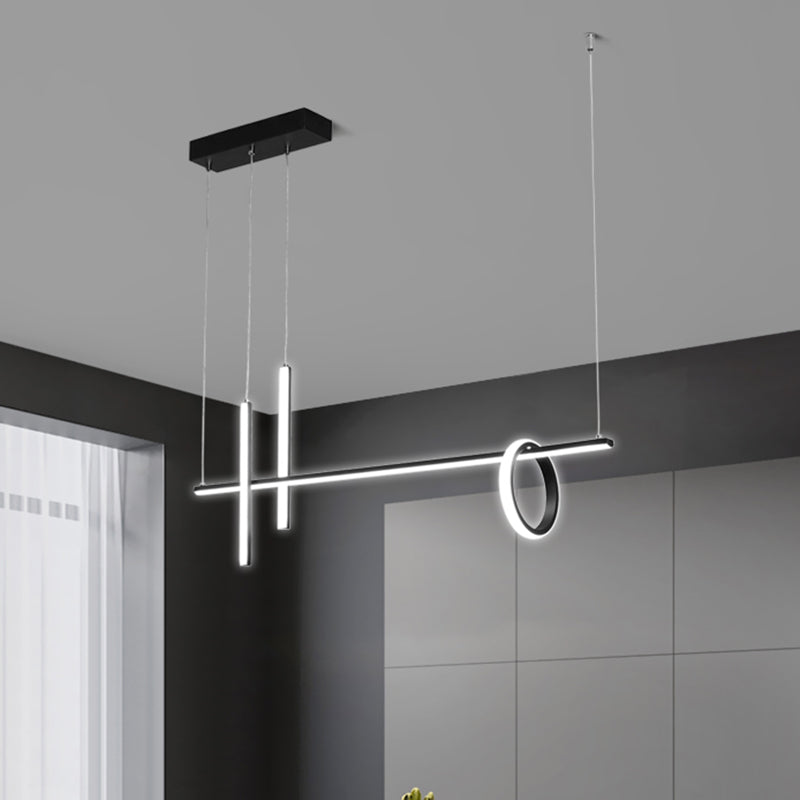 Acrylic Linear Ceiling Pendant Light Simple Black LED Hanging Island over Island Clearhalo 'Ceiling Lights' 'Island Lights' Lighting' 2465236