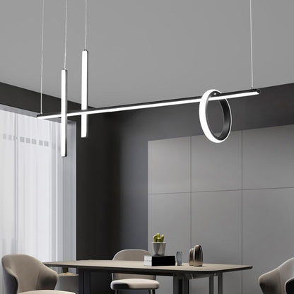 Acrylic Linear Ceiling Pendant Light Simple Black LED Hanging Island over Island Black Clearhalo 'Ceiling Lights' 'Island Lights' Lighting' 2465237