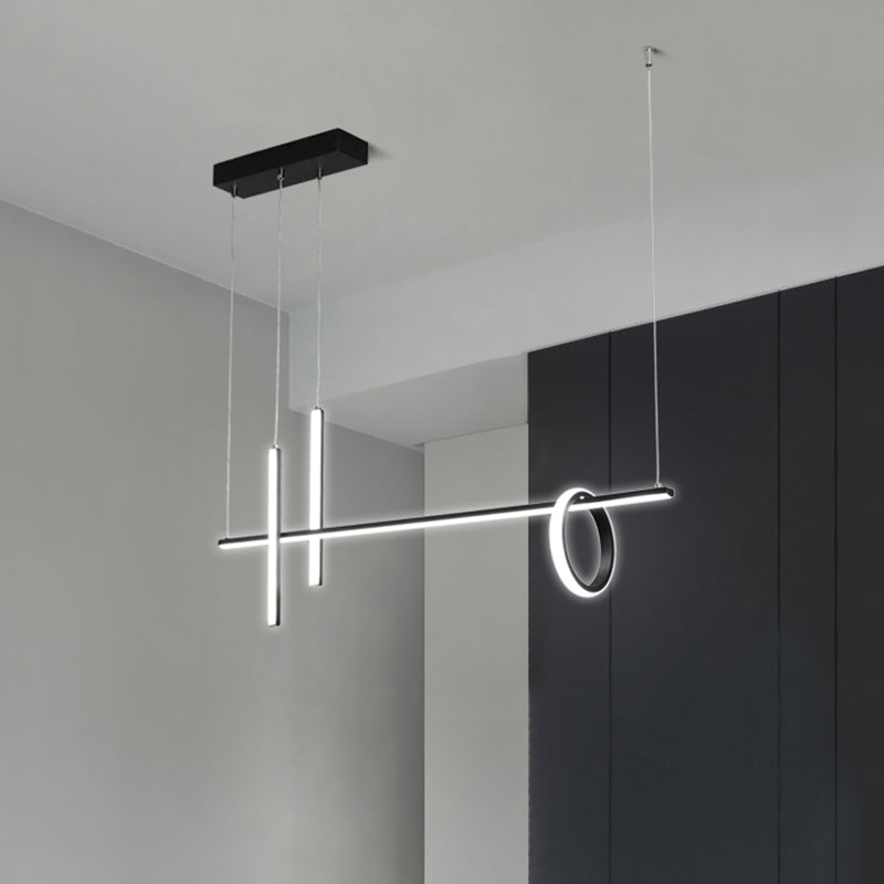 Acrylic Linear Ceiling Pendant Light Simple Black LED Hanging Island over Island Clearhalo 'Ceiling Lights' 'Island Lights' Lighting' 2465239