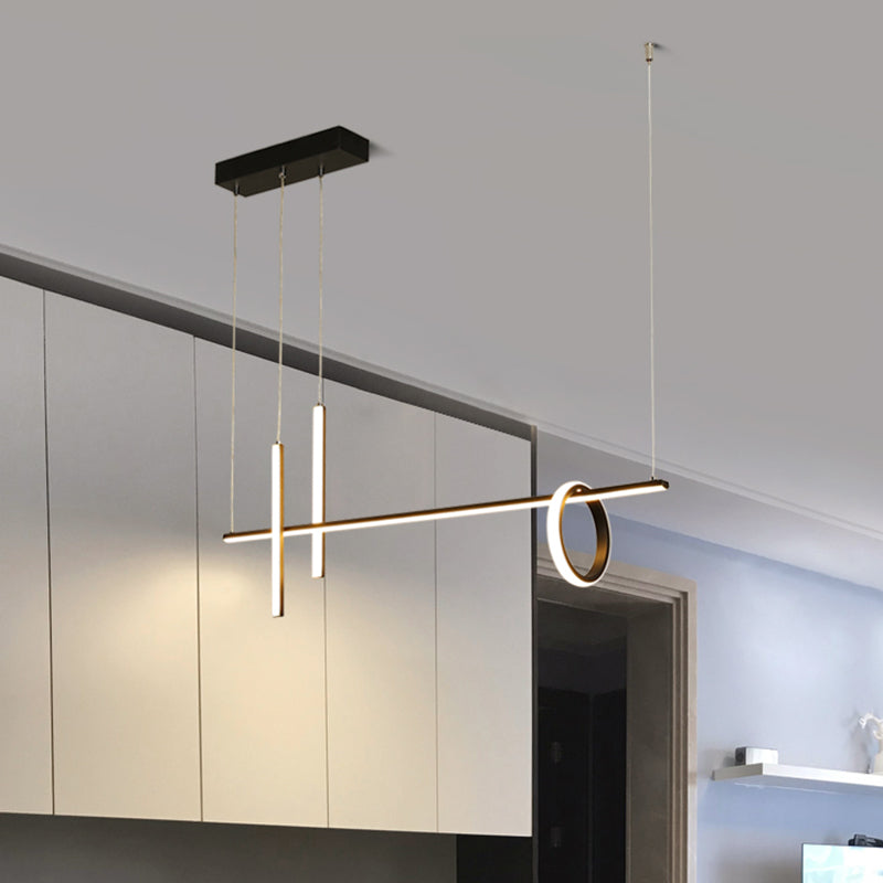 Acrylic Linear Ceiling Pendant Light Simple Black LED Hanging Island over Island Clearhalo 'Ceiling Lights' 'Island Lights' Lighting' 2465240