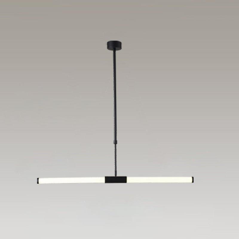 Frosted White Glass Tube Pendant Lamp Minimalist Black LED Island Lighting for Office 2 Black Clearhalo 'Ceiling Lights' 'Island Lights' Lighting' 2465282