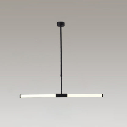 Frosted White Glass Tube Pendant Lamp Minimalist Black LED Island Lighting for Office 2 Black Clearhalo 'Ceiling Lights' 'Island Lights' Lighting' 2465282