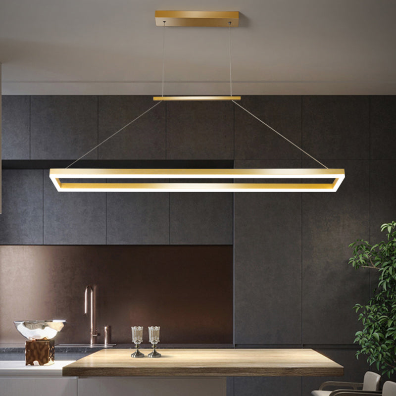 Rectangle Metal Island Ceiling Light Simplicity LED Pendant Light for Dining Room Clearhalo 'Ceiling Lights' 'Island Lights' Lighting' 2465309