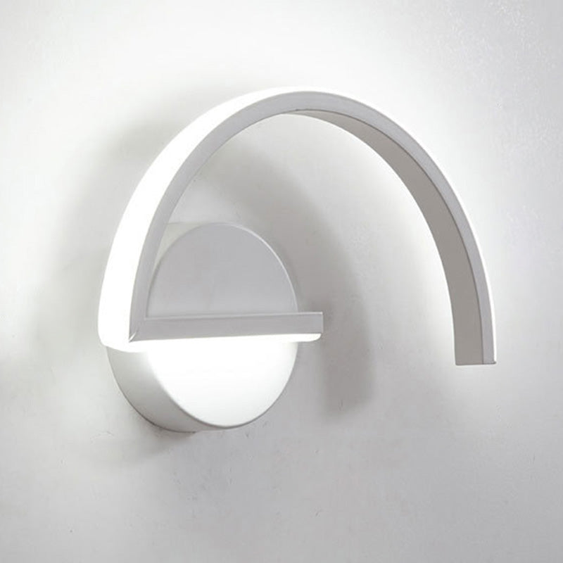Arc Wall Sconce Light Fixture Minimalistic Metal Bedroom LED Wall Lighting Ideas White Clearhalo 'Cast Iron' 'Glass' 'Industrial' 'Modern wall lights' 'Modern' 'Tiffany' 'Traditional wall lights' 'Wall Lamps & Sconces' 'Wall Lights' Lighting' 2465386