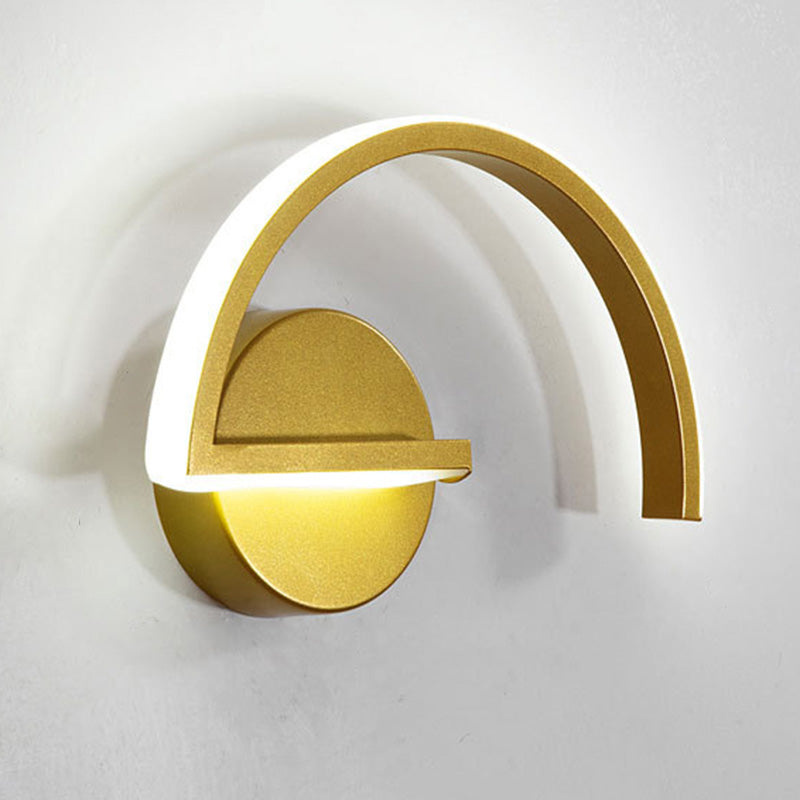 Arc Wall Sconce Light Fixture Minimalistic Metal Bedroom LED Wall Lighting Ideas Gold Clearhalo 'Cast Iron' 'Glass' 'Industrial' 'Modern wall lights' 'Modern' 'Tiffany' 'Traditional wall lights' 'Wall Lamps & Sconces' 'Wall Lights' Lighting' 2465388
