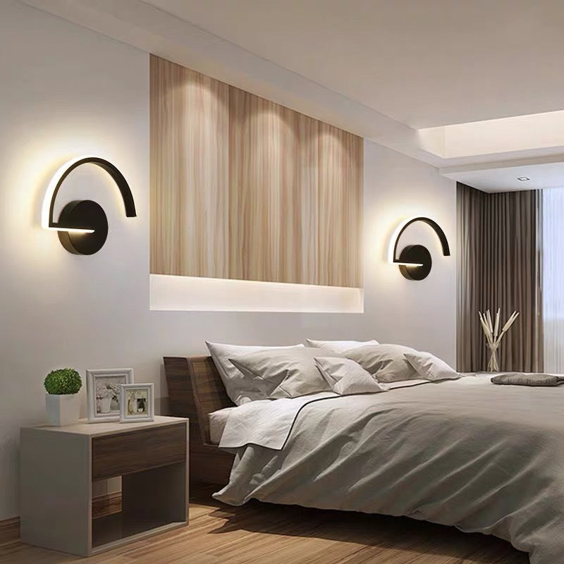 Arc Wall Sconce Light Fixture Minimalistic Metal Bedroom LED Wall Lighting Ideas Clearhalo 'Cast Iron' 'Glass' 'Industrial' 'Modern wall lights' 'Modern' 'Tiffany' 'Traditional wall lights' 'Wall Lamps & Sconces' 'Wall Lights' Lighting' 2465389
