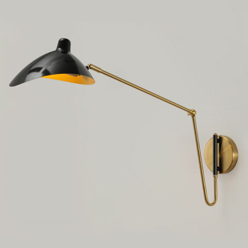 Postmodern Duckbill Reading Light Metal Single Bedroom Sconce Lighting with Adjustable Joint Gloss Black 32.5" Clearhalo 'Cast Iron' 'Glass' 'Industrial' 'Modern wall lights' 'Modern' 'Tiffany' 'Traditional wall lights' 'Wall Lamps & Sconces' 'Wall Lights' Lighting' 2465408