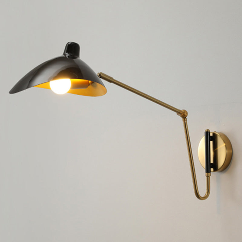 Postmodern Duckbill Reading Light Metal Single Bedroom Sconce Lighting with Adjustable Joint Gloss Black 25.5" Clearhalo 'Cast Iron' 'Glass' 'Industrial' 'Modern wall lights' 'Modern' 'Tiffany' 'Traditional wall lights' 'Wall Lamps & Sconces' 'Wall Lights' Lighting' 2465409