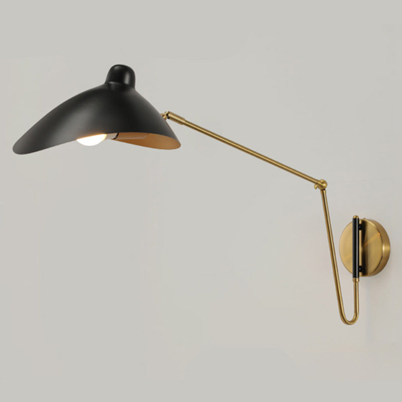 Postmodern Duckbill Reading Light Metal Single Bedroom Sconce Lighting with Adjustable Joint Matte Black 32.5" Clearhalo 'Cast Iron' 'Glass' 'Industrial' 'Modern wall lights' 'Modern' 'Tiffany' 'Traditional wall lights' 'Wall Lamps & Sconces' 'Wall Lights' Lighting' 2465417