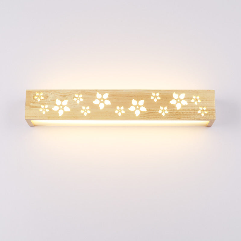 Wooden Cutouts Flower Wall Lamp Japanese Style Beige LED Wall Sconce Light with Shelf Function Wood Clearhalo 'Modern wall lights' 'Modern' 'Wall Lamps & Sconces' 'Wall Lights' Lighting' 2465434