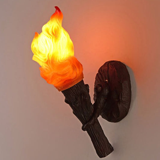 Resin Torch Shaped Wall Light Decorative Single Bulb Foyer Wall Mounted Lamp in Orange Orange Clearhalo 'Industrial wall lights' 'Industrial' 'Middle century wall lights' 'Tiffany' 'Wall Lamps & Sconces' 'Wall Lights' Lighting' 2465444