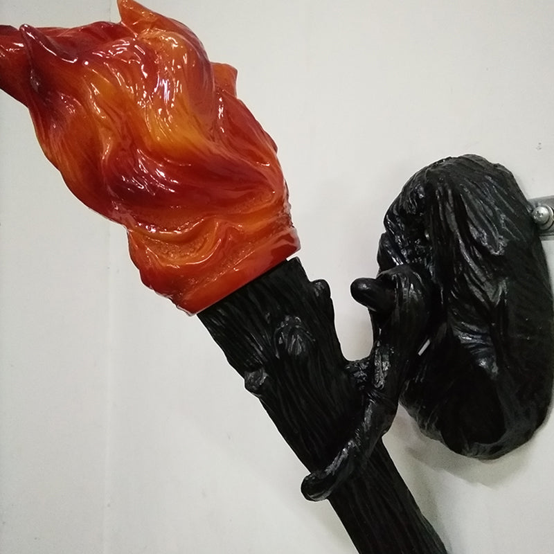 Resin Torch Shaped Wall Light Decorative Single Bulb Foyer Wall Mounted Lamp in Orange Clearhalo 'Industrial wall lights' 'Industrial' 'Middle century wall lights' 'Tiffany' 'Wall Lamps & Sconces' 'Wall Lights' Lighting' 2465445
