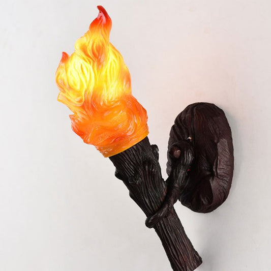 Resin Torch Shaped Wall Light Decorative Single Bulb Foyer Wall Mounted Lamp in Orange Clearhalo 'Industrial wall lights' 'Industrial' 'Middle century wall lights' 'Tiffany' 'Wall Lamps & Sconces' 'Wall Lights' Lighting' 2465448