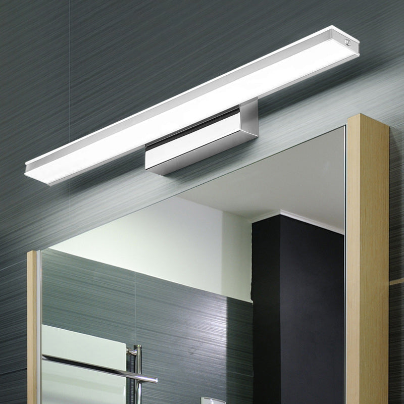 White Rectangle Vanity Light Modern Stainless Steel LED Wall Mount Lamp for Bathroom Clearhalo 'Modern wall lights' 'Modern' 'Vanity Lights' 'Wall Lights' Lighting' 2465489