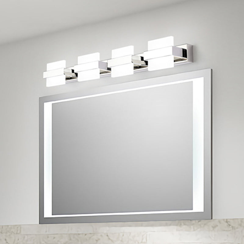 Acrylic Square LED Vanity Sconce Contemporary White Wall Mounted Lighting for Bath 4.0 White Clearhalo 'Modern wall lights' 'Modern' 'Vanity Lights' 'Wall Lights' Lighting' 2465493