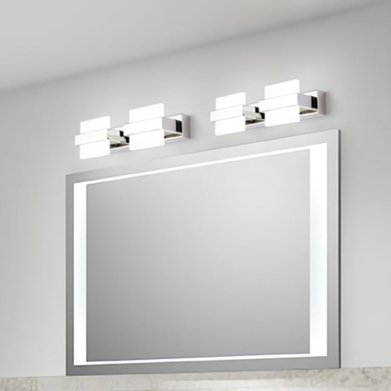 Acrylic Square LED Vanity Sconce Contemporary White Wall Mounted Lighting for Bath 2.0 White Clearhalo 'Modern wall lights' 'Modern' 'Vanity Lights' 'Wall Lights' Lighting' 2465494