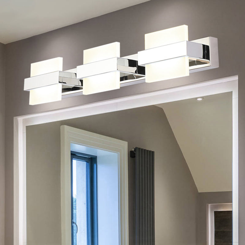 Acrylic Square LED Vanity Sconce Contemporary White Wall Mounted Lighting for Bath 3.0 White Clearhalo 'Modern wall lights' 'Modern' 'Vanity Lights' 'Wall Lights' Lighting' 2465495