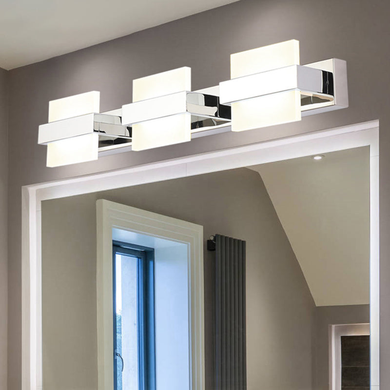 Acrylic Square LED Vanity Sconce Contemporary White Wall Mounted Lighting for Bath 3.0 White Clearhalo 'Modern wall lights' 'Modern' 'Vanity Lights' 'Wall Lights' Lighting' 2465495