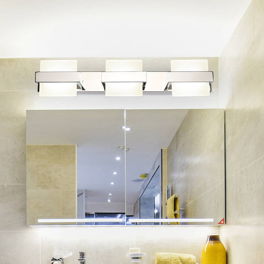 Acrylic Square LED Vanity Sconce Contemporary White Wall Mounted Lighting for Bath Clearhalo 'Modern wall lights' 'Modern' 'Vanity Lights' 'Wall Lights' Lighting' 2465496