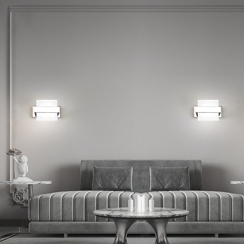 Acrylic Square LED Vanity Sconce Contemporary White Wall Mounted Lighting for Bath 1.0 White Clearhalo 'Modern wall lights' 'Modern' 'Vanity Lights' 'Wall Lights' Lighting' 2465497