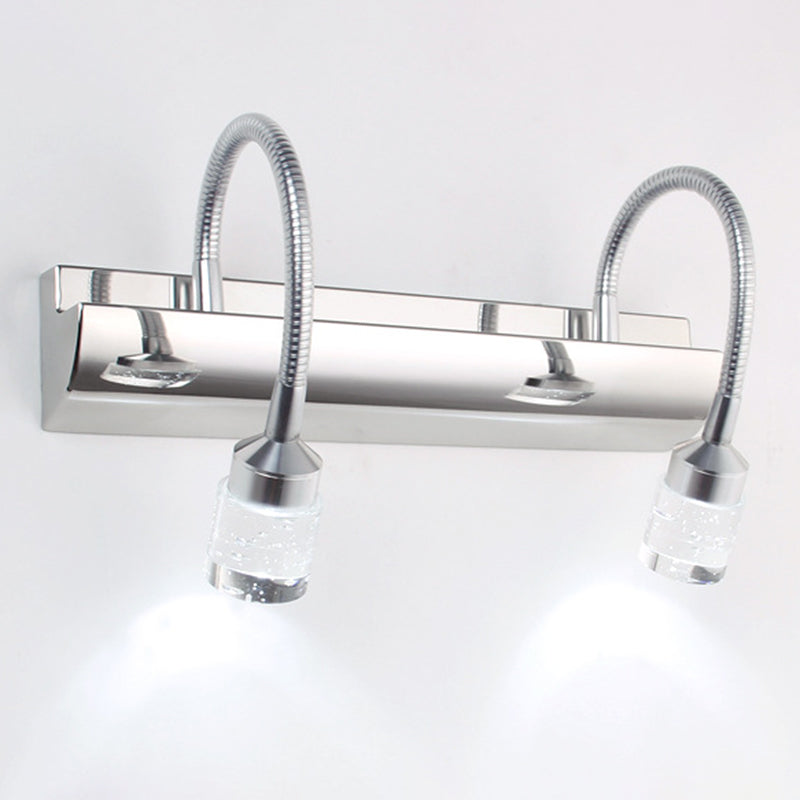 Chrome Swoop Arm Vanity Wall Sconce Modern Seedy Crystal LED Mirror Light for Bath 2.0 Chrome Clearhalo 'Modern wall lights' 'Modern' 'Vanity Lights' 'Wall Lights' Lighting' 2465500