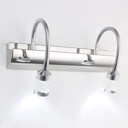 Chrome Swoop Arm Vanity Wall Sconce Modern Seedy Crystal LED Mirror Light for Bath 2.0 Chrome Clearhalo 'Modern wall lights' 'Modern' 'Vanity Lights' 'Wall Lights' Lighting' 2465500