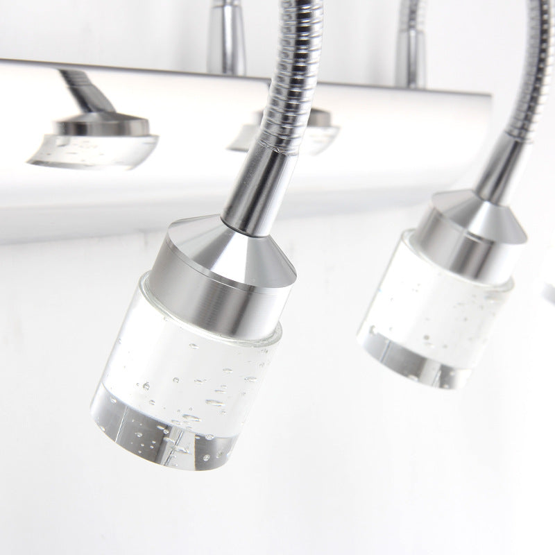 Chrome Swoop Arm Vanity Wall Sconce Modern Seedy Crystal LED Mirror Light for Bath Clearhalo 'Modern wall lights' 'Modern' 'Vanity Lights' 'Wall Lights' Lighting' 2465502