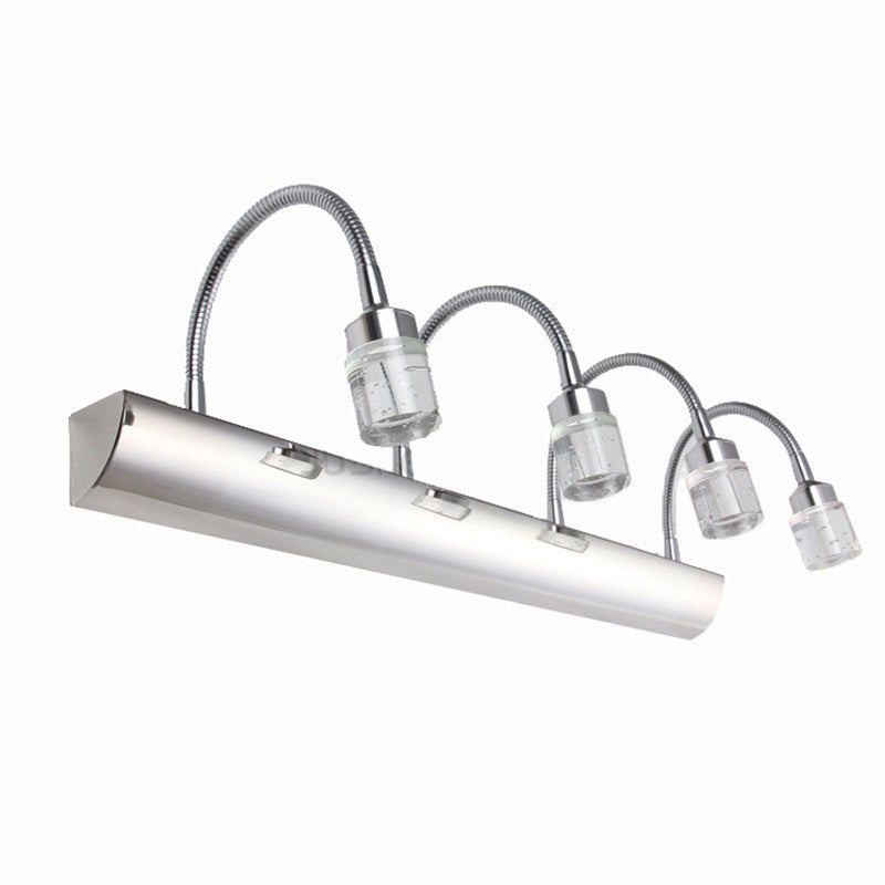 Chrome Swoop Arm Vanity Wall Sconce Modern Seedy Crystal LED Mirror Light for Bath 4.0 Chrome Clearhalo 'Modern wall lights' 'Modern' 'Vanity Lights' 'Wall Lights' Lighting' 2465503