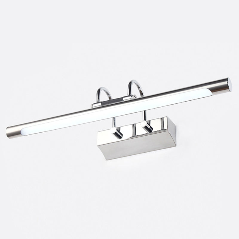 Tube Shaped Stainless Steel Vanity Lamp Simplicity LED Chrome Wall Mounted Light Clearhalo 'Cast Iron' 'Glass' 'Industrial' 'Modern wall lights' 'Modern' 'Tiffany' 'Traditional wall lights' 'Vanity Lights' 'Wall Lights' Lighting' 2465506