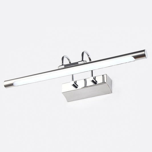 Tube Shaped Stainless Steel Vanity Lamp Simplicity LED Chrome Wall Mounted Light Clearhalo 'Cast Iron' 'Glass' 'Industrial' 'Modern wall lights' 'Modern' 'Tiffany' 'Traditional wall lights' 'Vanity Lights' 'Wall Lights' Lighting' 2465506