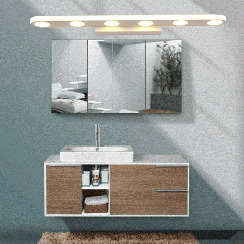 Simplicity Oblong Vanity Lighting Metal Bathroom LED Sconce Light Fixture in White Clearhalo 'Modern wall lights' 'Modern' 'Vanity Lights' 'Wall Lights' Lighting' 2465513