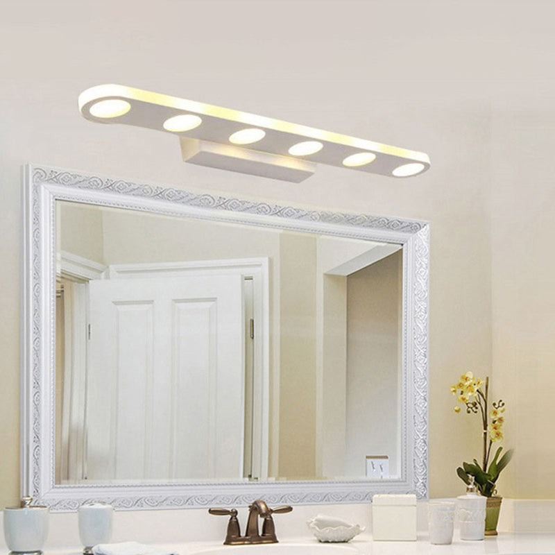 Simplicity Oblong Vanity Lighting Metal Bathroom LED Sconce Light Fixture in White Clearhalo 'Modern wall lights' 'Modern' 'Vanity Lights' 'Wall Lights' Lighting' 2465516