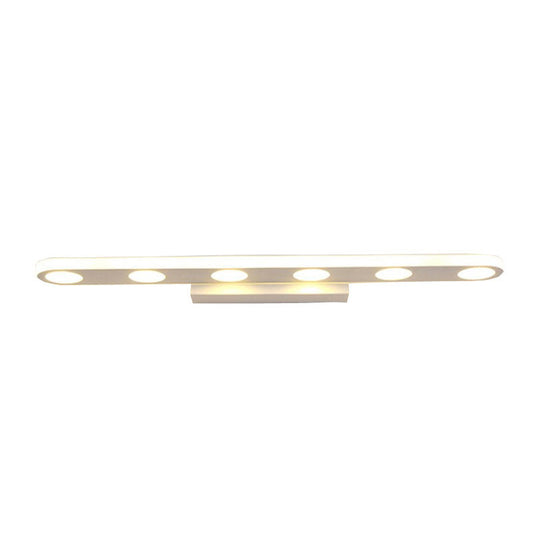 Simplicity Oblong Vanity Lighting Metal Bathroom LED Sconce Light Fixture in White 6.0 White Clearhalo 'Modern wall lights' 'Modern' 'Vanity Lights' 'Wall Lights' Lighting' 2465517