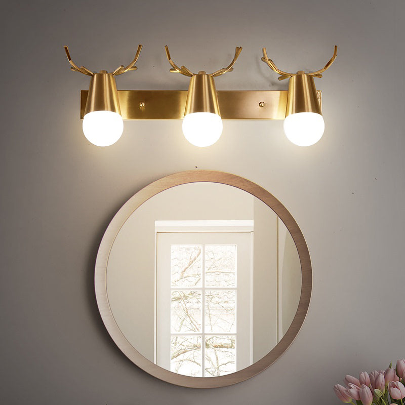 Antler Vanity Wall Light Postmodern Metal Brass Sconce Light Fixture with Exposed Bulb Design Clearhalo 'Cast Iron' 'Glass' 'Industrial' 'Modern wall lights' 'Modern' 'Tiffany' 'Traditional wall lights' 'Vanity Lights' 'Wall Lights' Lighting' 2465529