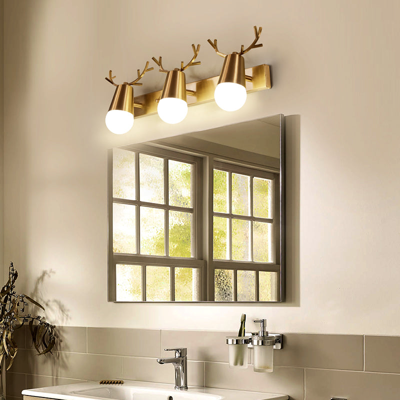Antler Vanity Wall Light Postmodern Metal Brass Sconce Light Fixture with Exposed Bulb Design Clearhalo 'Cast Iron' 'Glass' 'Industrial' 'Modern wall lights' 'Modern' 'Tiffany' 'Traditional wall lights' 'Vanity Lights' 'Wall Lights' Lighting' 2465532