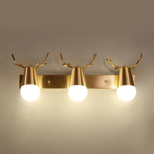 Antler Vanity Wall Light Postmodern Metal Brass Sconce Light Fixture with Exposed Bulb Design 3.0 Brass Clearhalo 'Cast Iron' 'Glass' 'Industrial' 'Modern wall lights' 'Modern' 'Tiffany' 'Traditional wall lights' 'Vanity Lights' 'Wall Lights' Lighting' 2465533