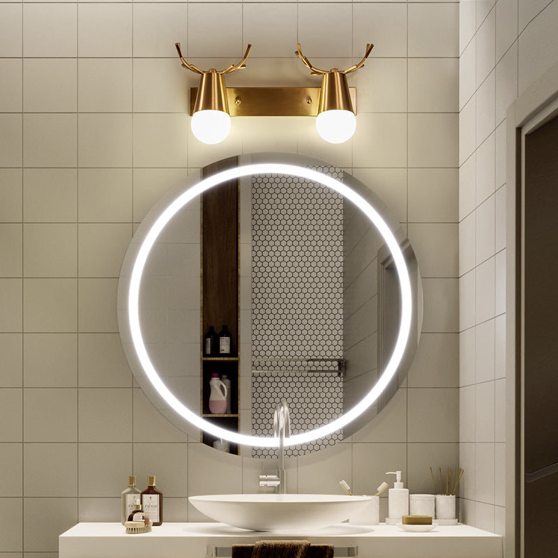 Antler Vanity Wall Light Postmodern Metal Brass Sconce Light Fixture with Exposed Bulb Design Clearhalo 'Cast Iron' 'Glass' 'Industrial' 'Modern wall lights' 'Modern' 'Tiffany' 'Traditional wall lights' 'Vanity Lights' 'Wall Lights' Lighting' 2465534