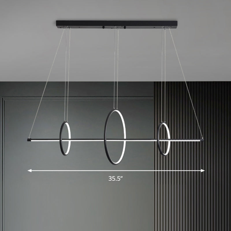 Modernist Line and Circle Hanging Light Metallic Restaurant LED Island Lighting in Black Clearhalo 'Ceiling Lights' 'Island Lights' Lighting' 2465606