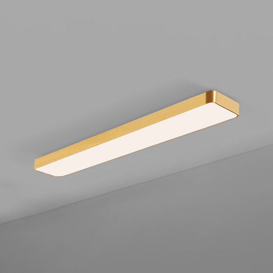 Gold Finish Rectangle Ceiling Lamp Simple Style Metal LED Flush Mount Light for Office Gold 47.5" Clearhalo 'Ceiling Lights' 'Close To Ceiling Lights' 'Close to ceiling' 'Flush mount' Lighting' 2465643