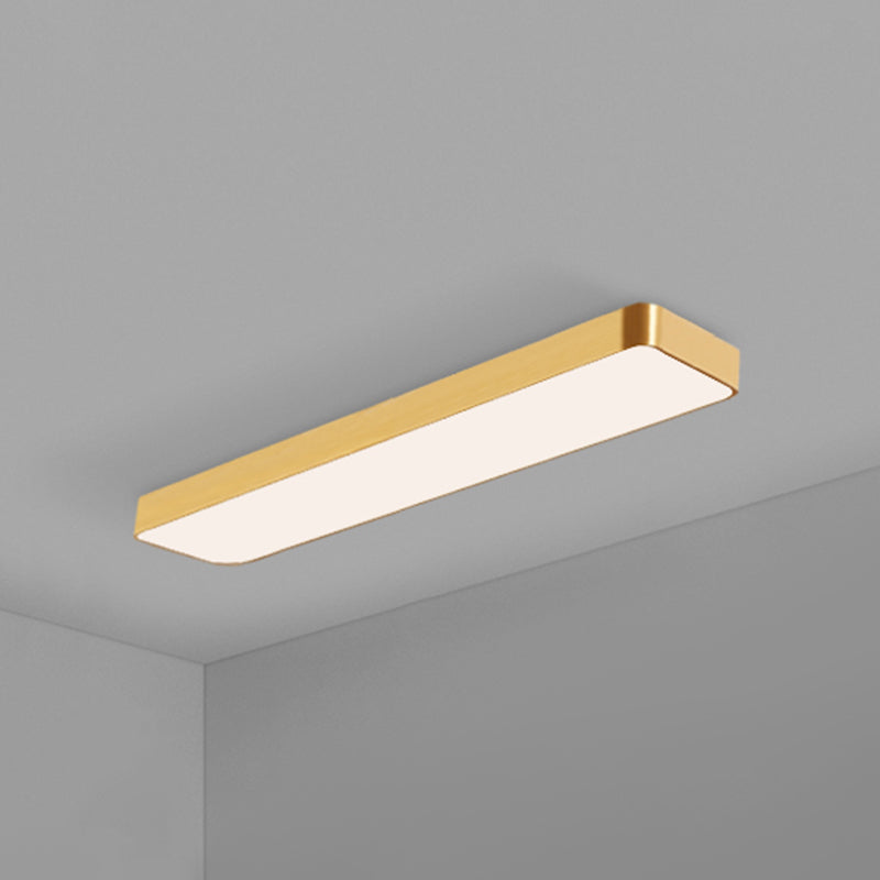 Gold Finish Rectangle Ceiling Lamp Simple Style Metal LED Flush Mount Light for Office Gold 35.5" Clearhalo 'Ceiling Lights' 'Close To Ceiling Lights' 'Close to ceiling' 'Flush mount' Lighting' 2465644