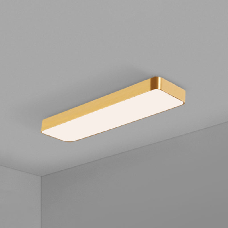 Gold Finish Rectangle Ceiling Lamp Simple Style Metal LED Flush Mount Light for Office Gold 23.5" Clearhalo 'Ceiling Lights' 'Close To Ceiling Lights' 'Close to ceiling' 'Flush mount' Lighting' 2465646