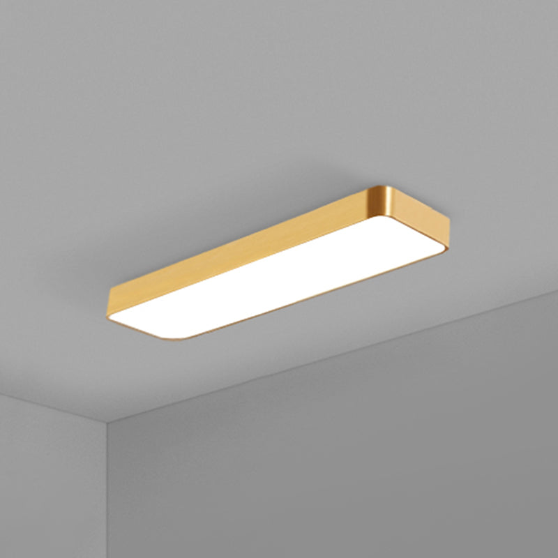 Gold Finish Rectangle Ceiling Lamp Simple Style Metal LED Flush Mount ...