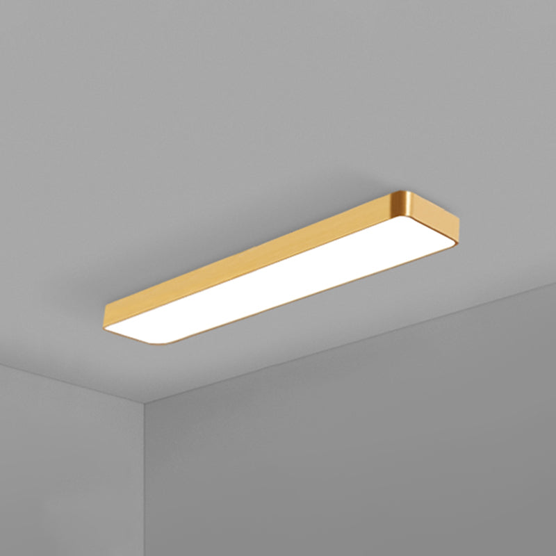 Gold Finish Rectangle Ceiling Lamp Simple Style Metal LED Flush Mount Light for Office Clearhalo 'Ceiling Lights' 'Close To Ceiling Lights' 'Close to ceiling' 'Flush mount' Lighting' 2465651