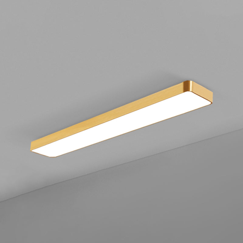 Gold Finish Rectangle Ceiling Lamp Simple Style Metal LED Flush Mount Light for Office Clearhalo 'Ceiling Lights' 'Close To Ceiling Lights' 'Close to ceiling' 'Flush mount' Lighting' 2465652