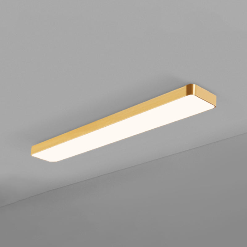 Gold Finish Rectangle Ceiling Lamp Simple Style Metal LED Flush Mount Light for Office Clearhalo 'Ceiling Lights' 'Close To Ceiling Lights' 'Close to ceiling' 'Flush mount' Lighting' 2465653